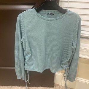 Shein turquoise blouse with scrunch tied sides.